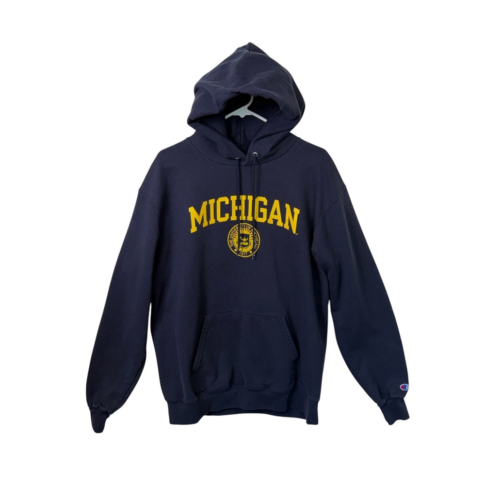 Champion Michigan Collegiate Crest Blue Graphic Hoodie, L